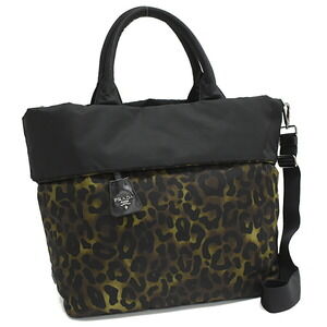 Prada reversible tote bag black nylon leopard
